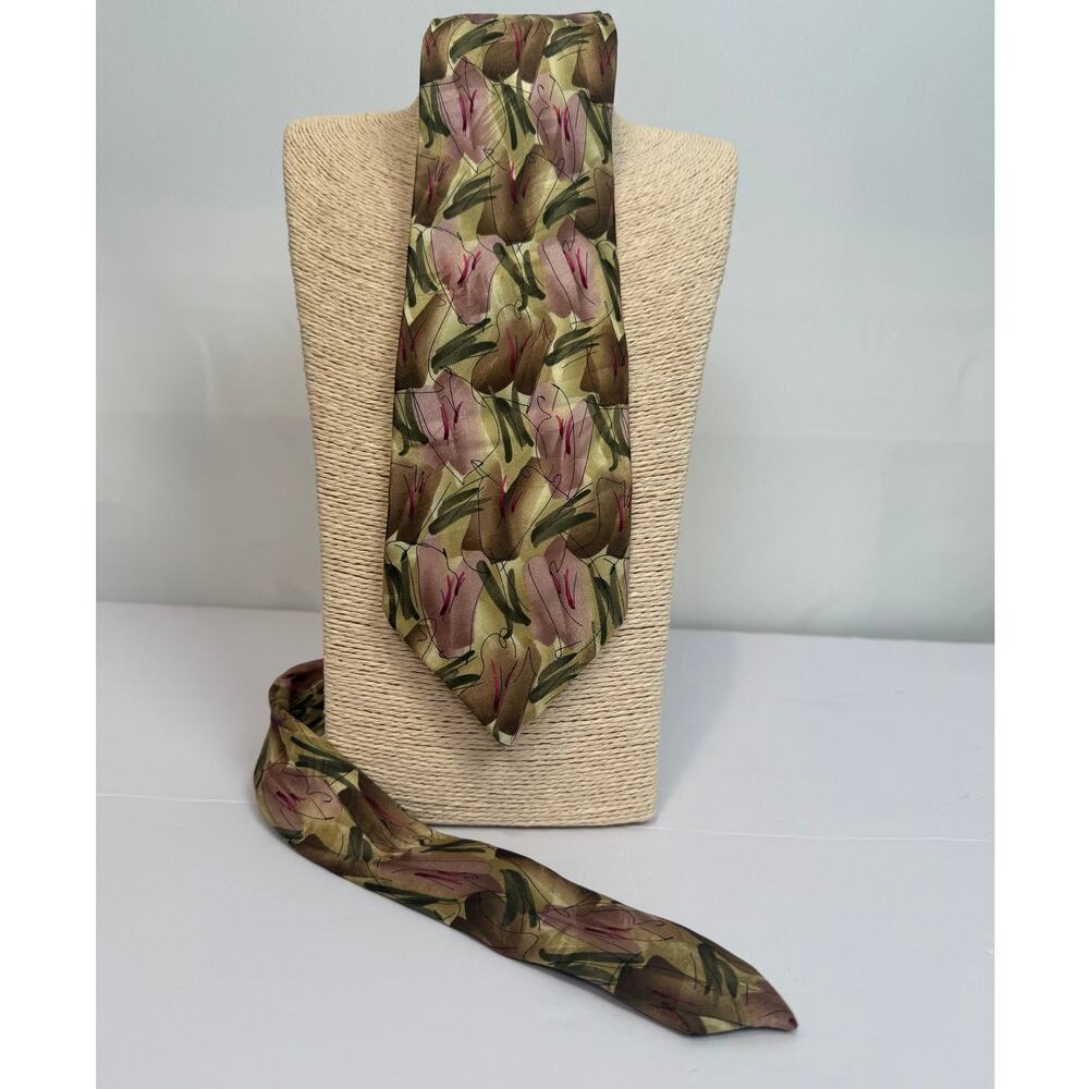 J Garcia Chicken and Cat Silk Tie Collection 42 Gold Mauve Limited Edition